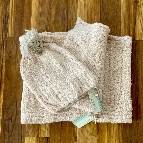 Lemon Soft Pink Hat and Matching Scarf - Picture 1 of 5